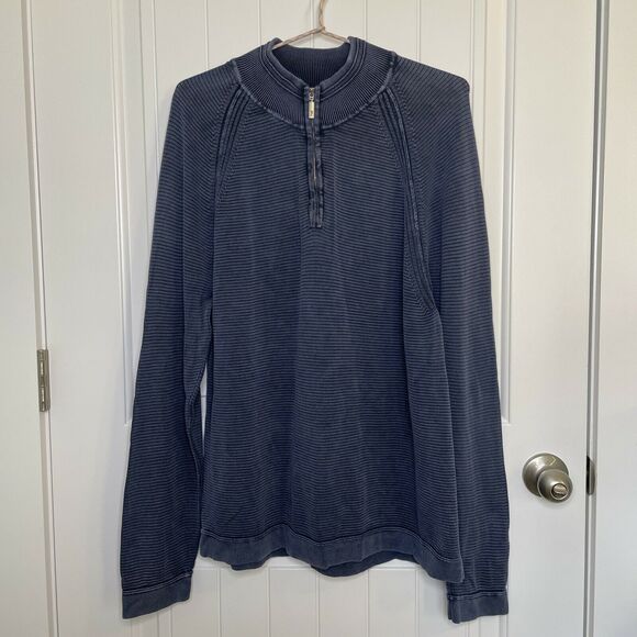 Tommy Bahama Other - Tommy Bahama Relax Blue Knit 1/4 Zip Pullover Sweater Cotton Men's Large